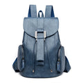 Amblot Light blue Leather knapsack with secure top flap