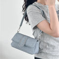 Amblot Light Blue Small denim purse with button flap