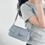 Amblot Light Blue Small denim purse with button flap