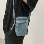 Amblot Light Blue Trendy washed denim purse