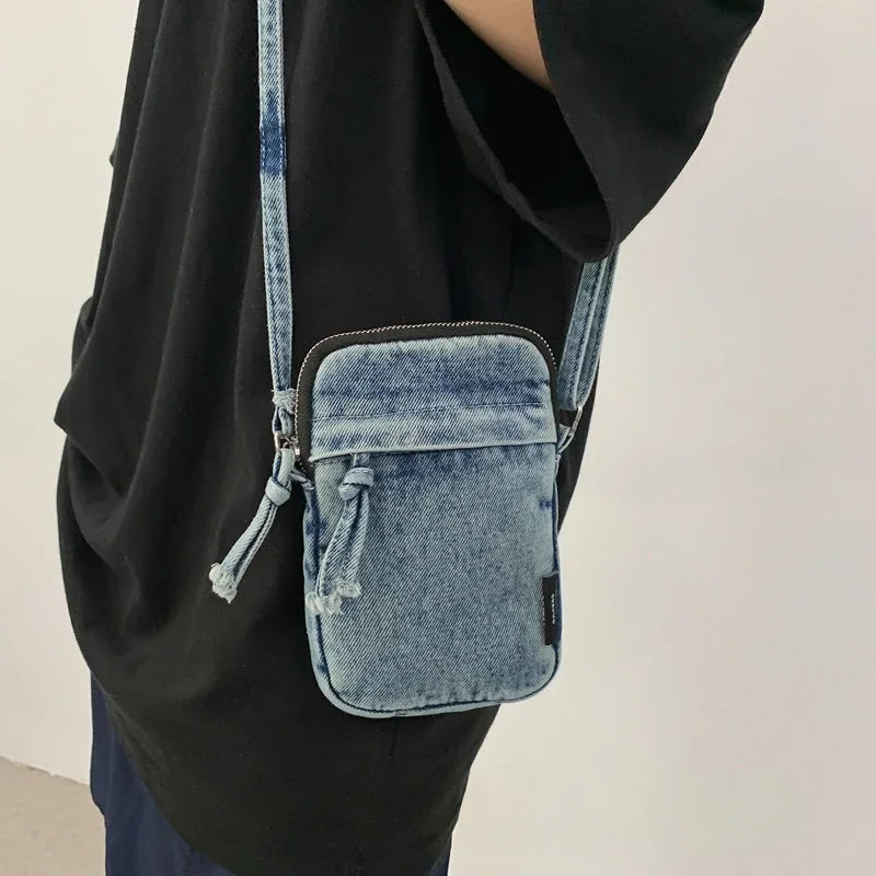 Amblot Light Blue Trendy washed denim purse