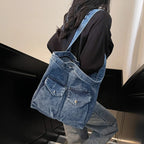 Amblot Light Blue Washed vintage denim tote bag