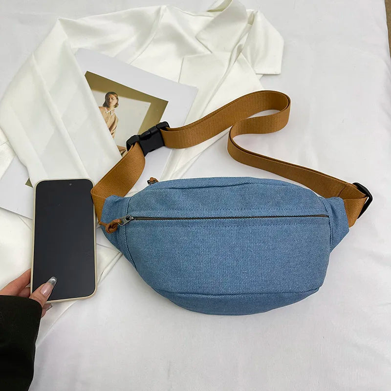 Amblot Light Blue Women's denim bum bag