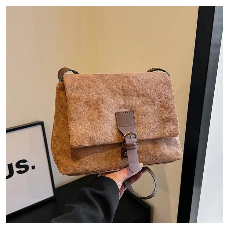 Amblot Light Brown Casual suede sling handbag
