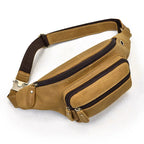 Amblot Light Brown Classic leather bum bag for men