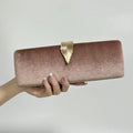 Amblot Light Brown Corduroy clutch bag with cute closure