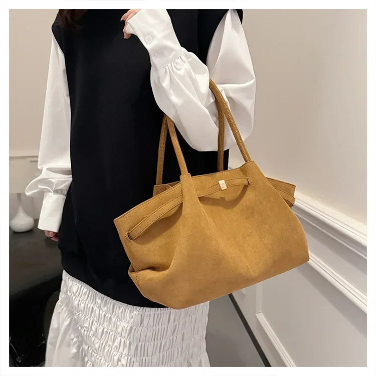 Amblot Light Brown (Large) Minimal suede tote bag