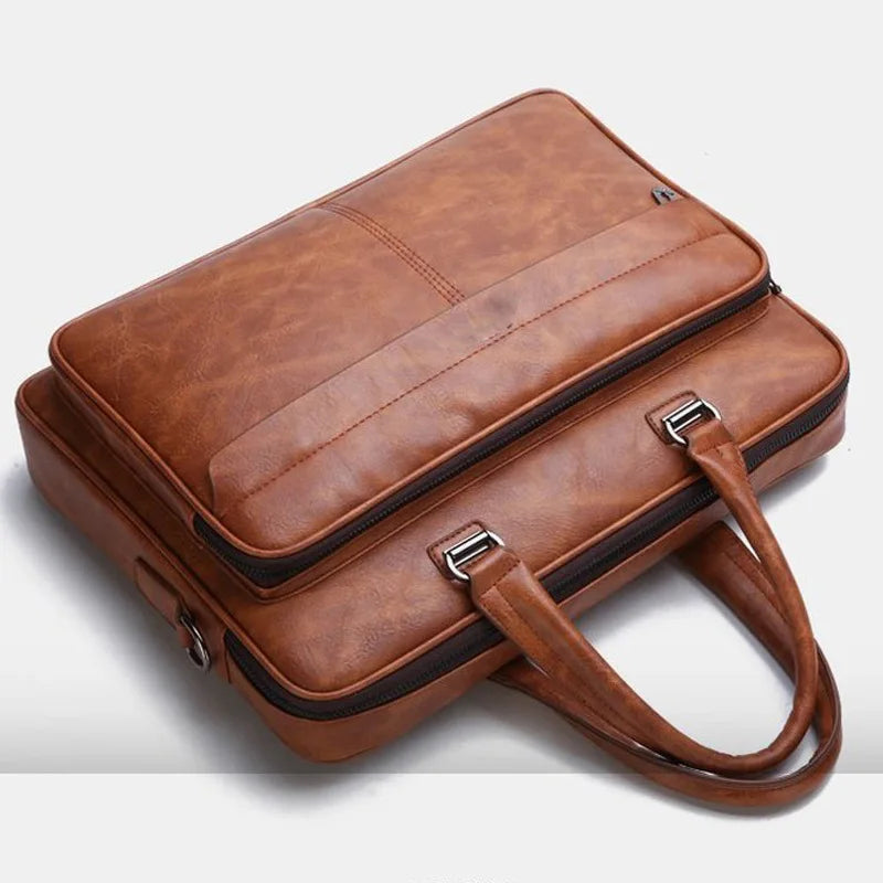 Amblot Light Brown Leather business briefcase