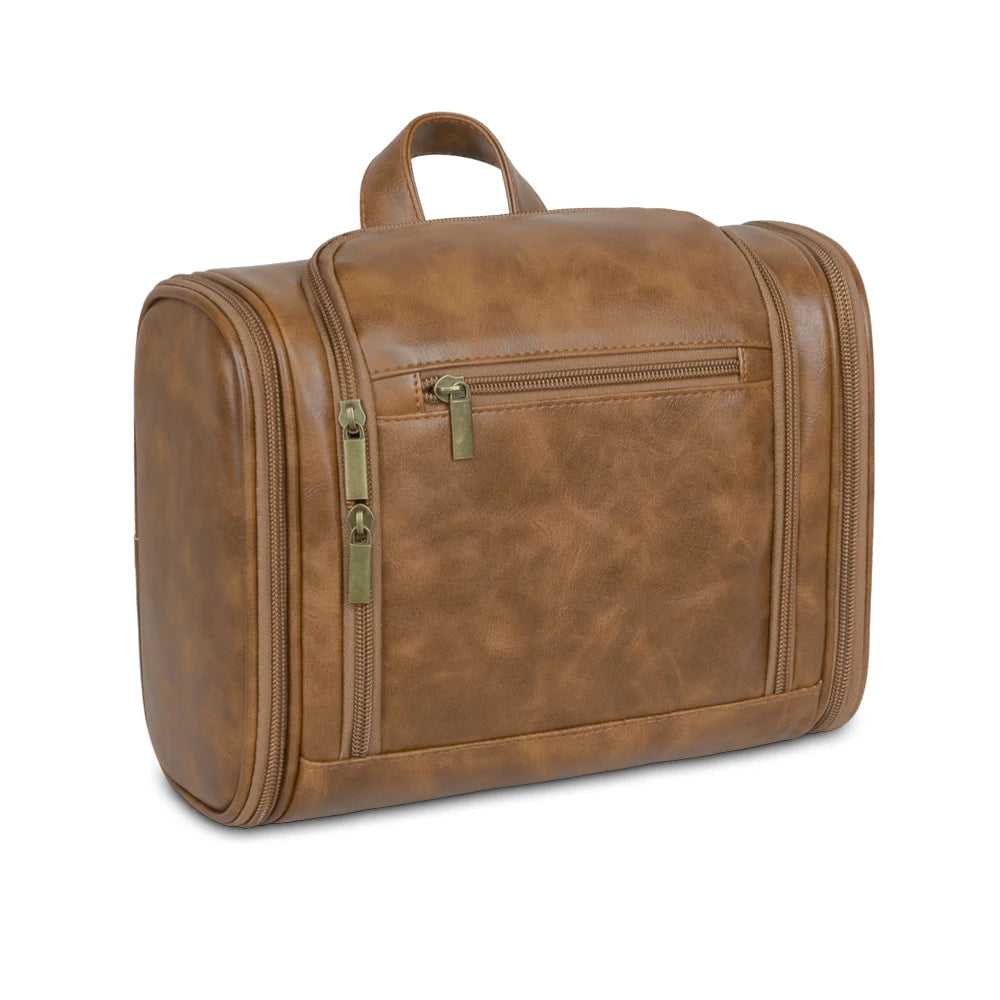 Amblot Light Brown Leather dopp kit for men