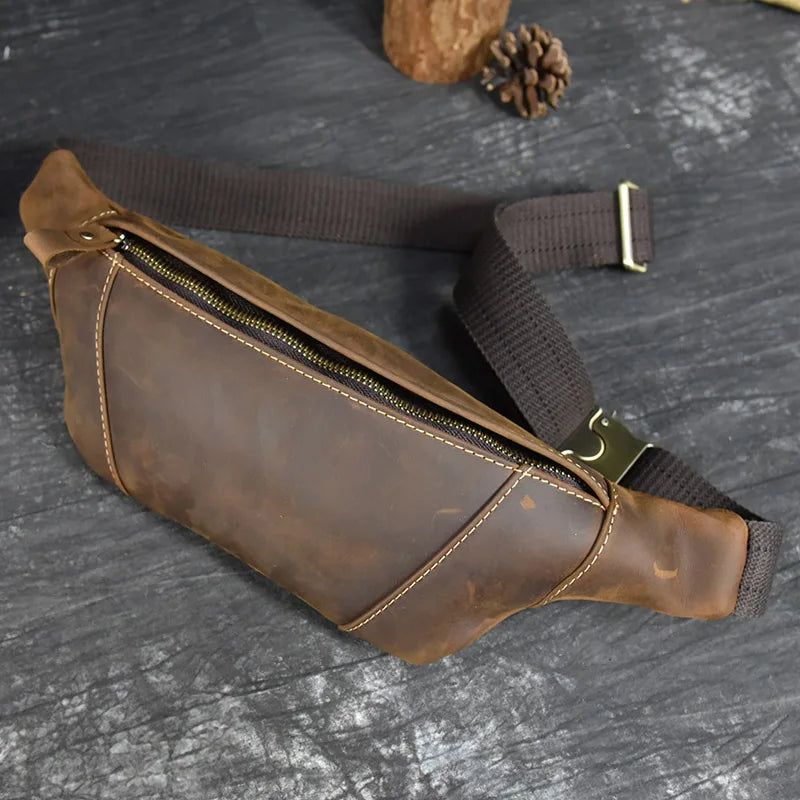 Amblot Light brown Men's leather chest bag