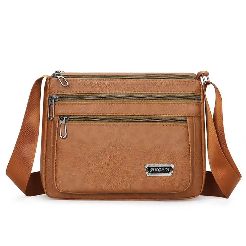 Amblot Light Brown Men soft leather crossbody bag