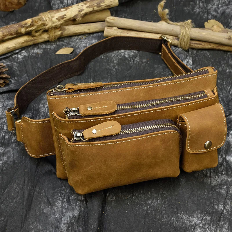 Amblot Light Brown Modern leather bum bag
