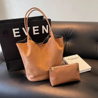 Amblot Light Brown Simple suede tote bag