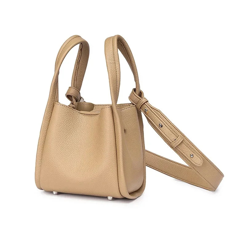 Amblot Light brown Square leather shoulder bag