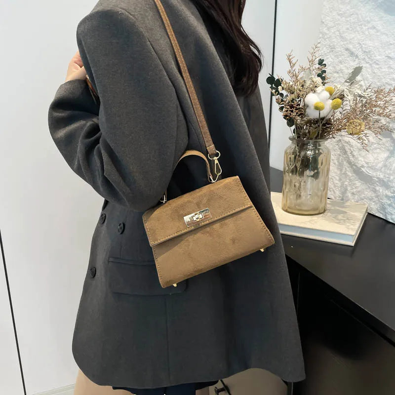 Amblot Light Brown Structured suede purse