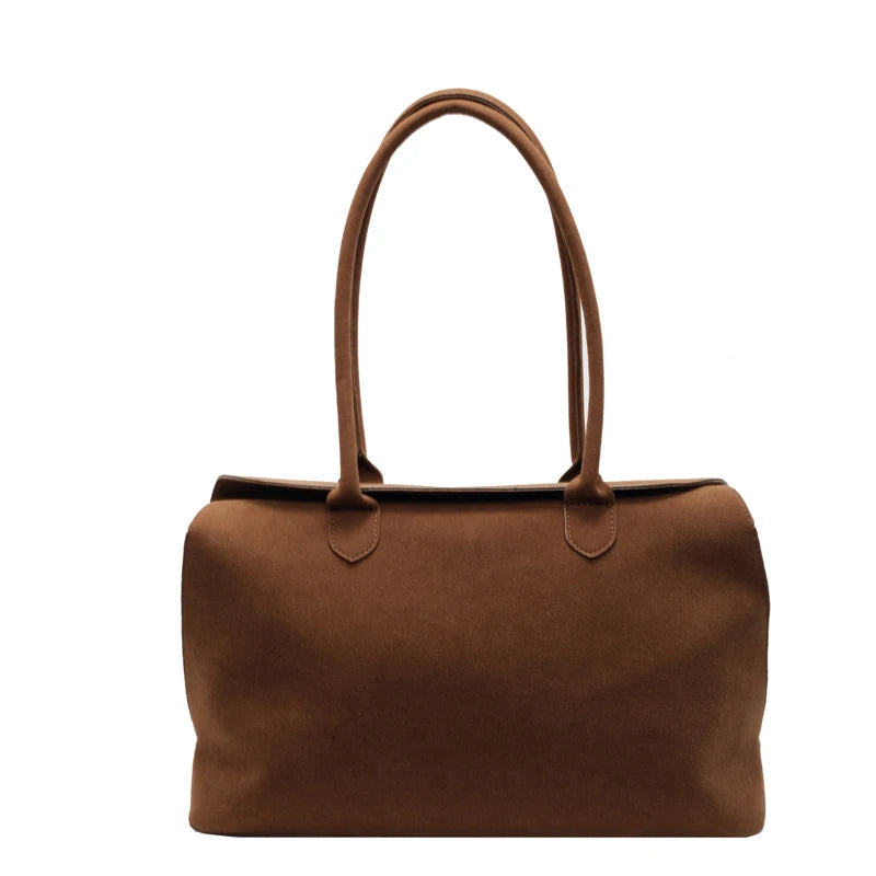 Amblot Light Brown Versatile suede tote bag