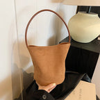 Amblot Light Brown Women suede bucket bag