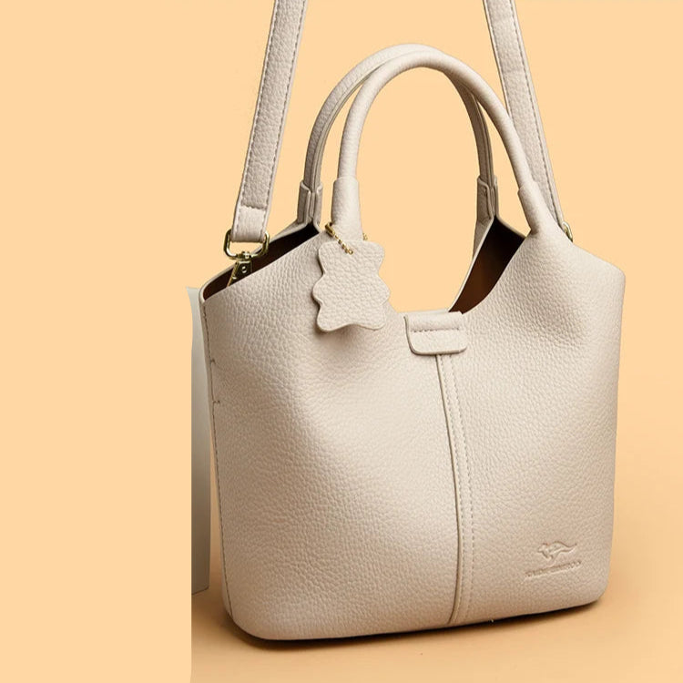 Amblot Light Gray Leather shoulder handbag