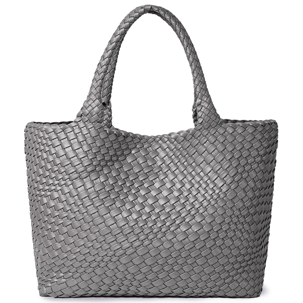Amblot Light Grey Trendy leather tote bag