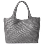 Amblot Light Grey Trendy leather tote bag