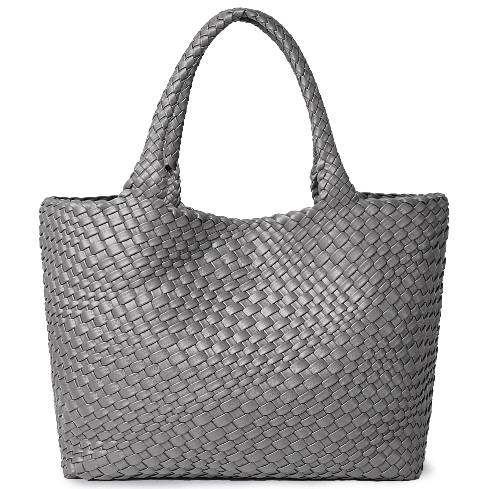 Amblot Light Grey Trendy leather tote bag