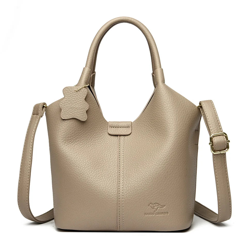 Amblot Light Khaki Leather shoulder handbag