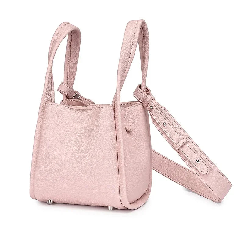 Amblot Light pink Square leather shoulder bag