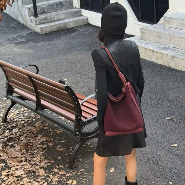 Amblot Maroon Suede shopper handbag