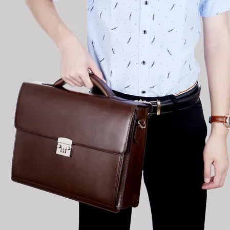 Amblot Men's leather briefcase bag