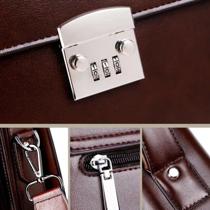 Amblot Men's leather briefcase bag