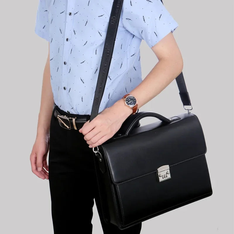 Amblot Men's leather briefcase bag