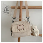 Amblot Mini bear corduroy handbag set in pastel colors