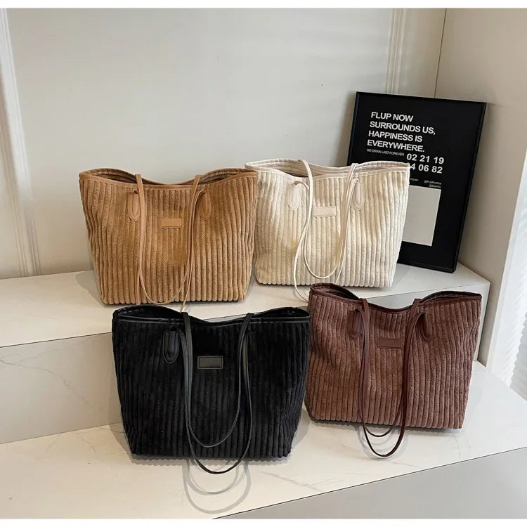 Amblot Minimalist corduroy tote bag for everyday wear