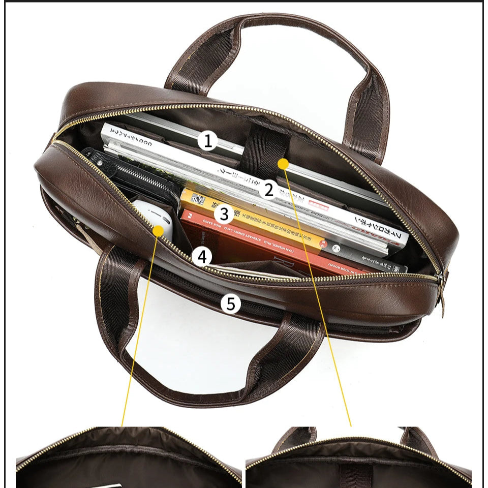 Amblot Modern leather briefcase with handle