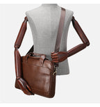 Amblot Modern leather briefcase with handle