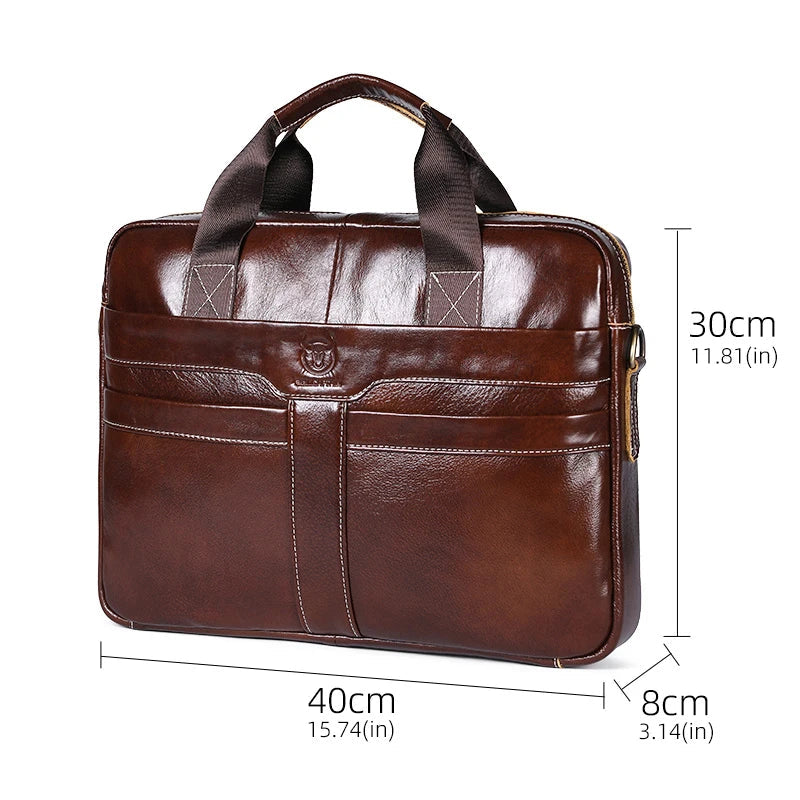 Amblot Multi-pocket leather laptop bag