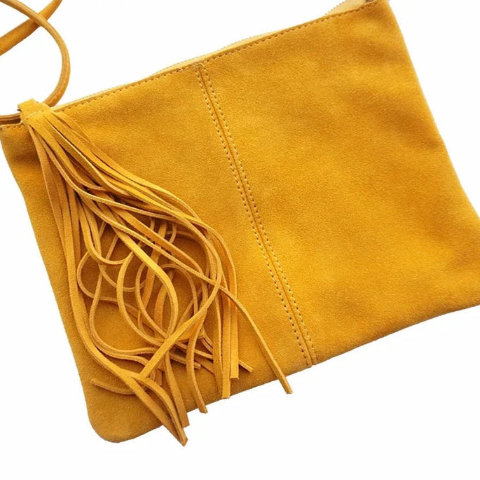 Amblot Mustard Yellow Colorful suede purse