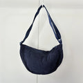 Amblot Navy Blue Corduroy handbag with adjustable shoulder strap