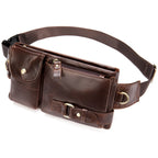 Amblot Oil Coffee Dual-pocket leather fanny pack