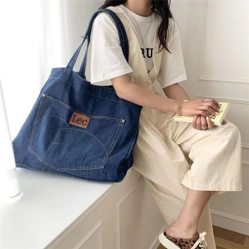 Amblot Oversized denim tote bag