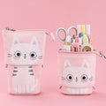 Amblot Pink cat stand-up pencil case