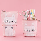 Amblot Pink cat stand-up pencil case