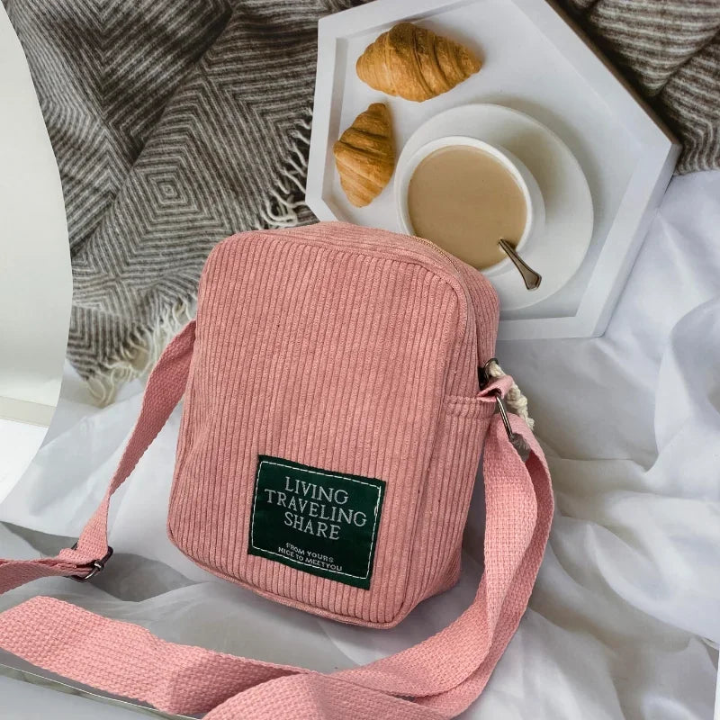 Amblot Pink Classic corduroy crossbody bag