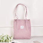 Amblot Pink Corduroy tote bag for daily use