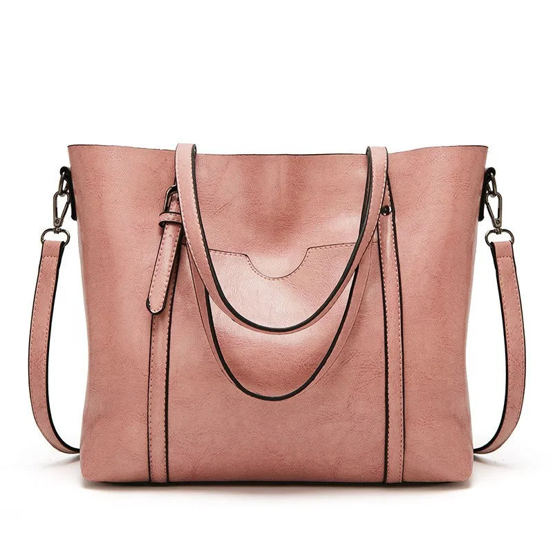 Amblot Pink Large leather tote bag with zipper