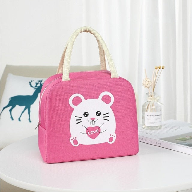 Amblot Pink mouse insulated lunch tote bag