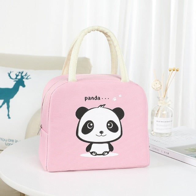 Amblot Pink panda insulated lunch tote bag