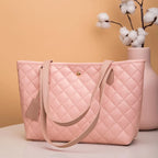 Amblot Pink Quilted leather tote bag