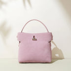 Amblot Pink Small suede purse with clasp