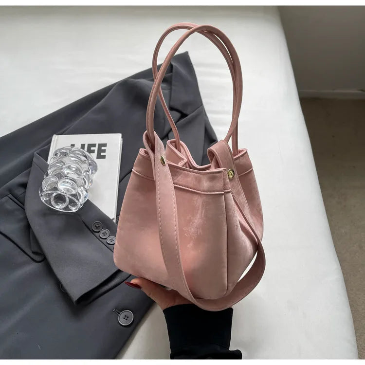 Amblot Pink Suede box slouch bag